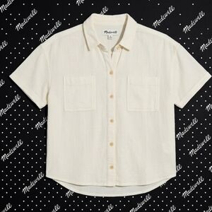 Madewell Do Well Textured Linen Blend Two-Pocket Crop Shirt
